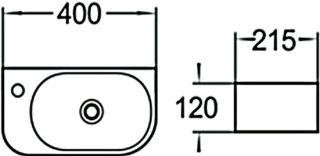 Раковина накладная SantiLine SL-2014R 40см правая белый